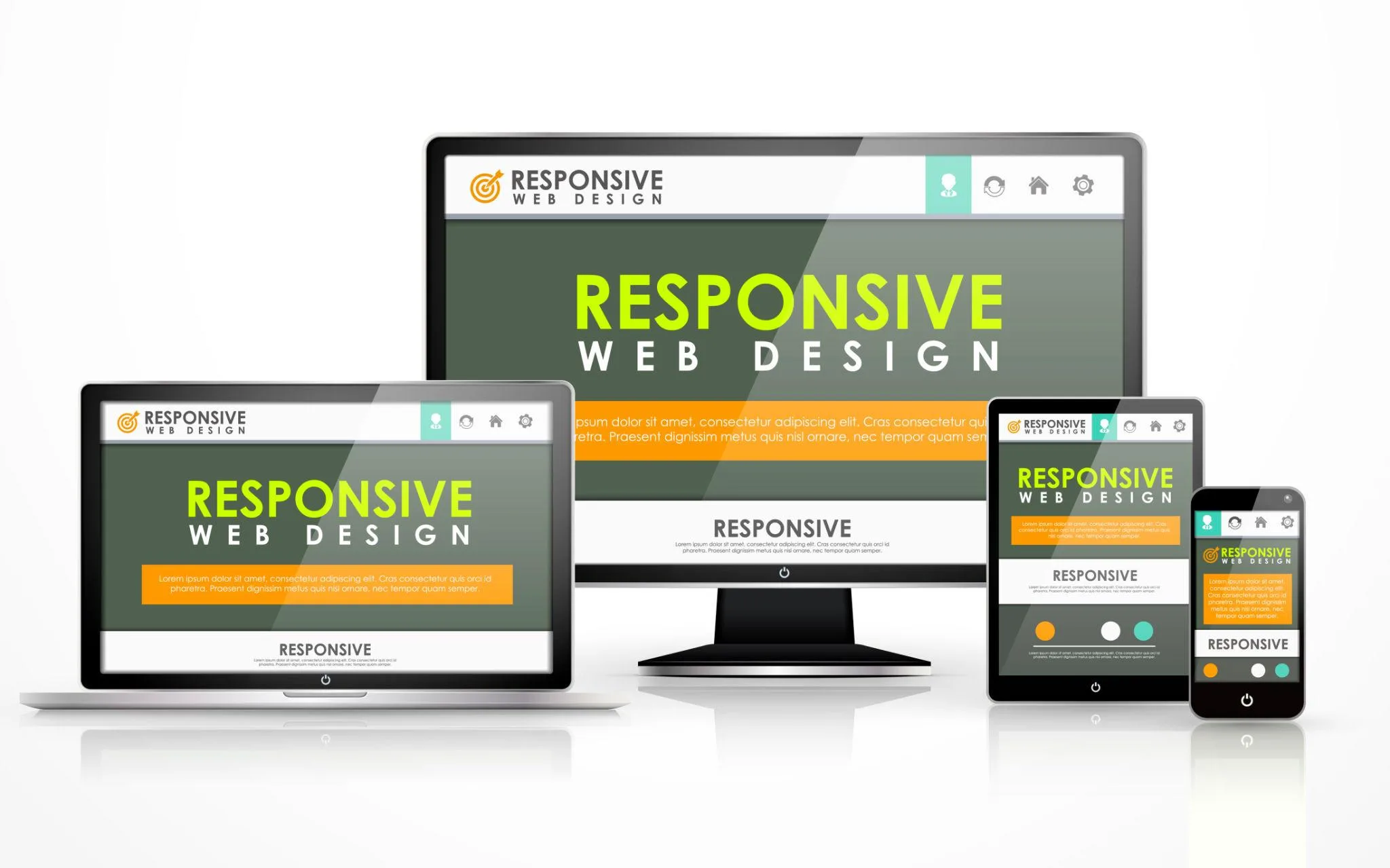 responsive website design showing mobile tablet and desktop screens for better user experience and higher conversions