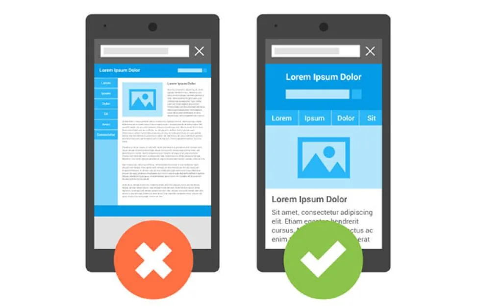 poor mobile website design with unreadable text and bad navigation reducing user experience
